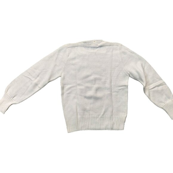 Vintage 1940s-1950s White Long Sleeve Knit Crewneck Sweater Size Small - Picture 4 of 6